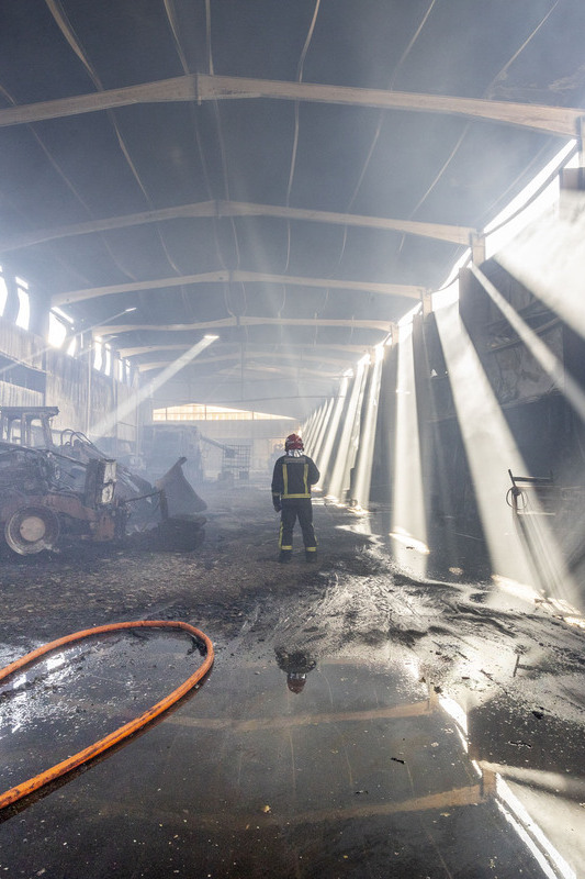 El fuego devora en Briviesca la granja Sagredo con unas 50.000 gallinas dentro.